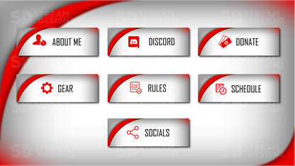 Twitch panels arctic red and white feature image stream designz