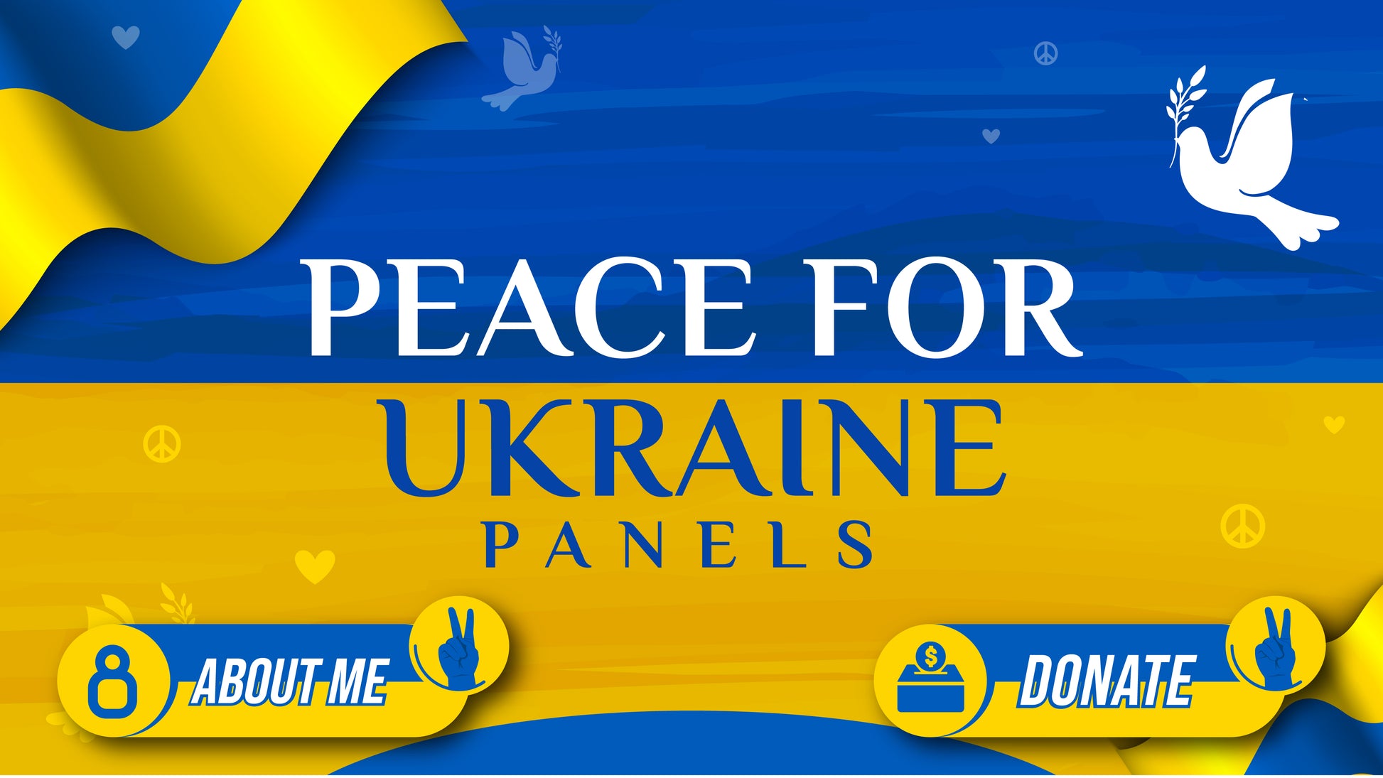 Twitch panels peace for ukraine thumbnail stream designz