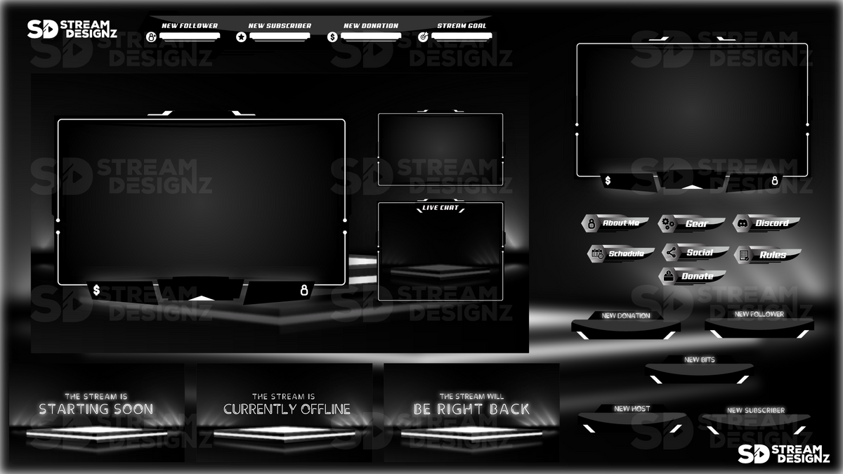 Side Stream Animation Animated Stream Overlay Package - Shadow | Stream Designz