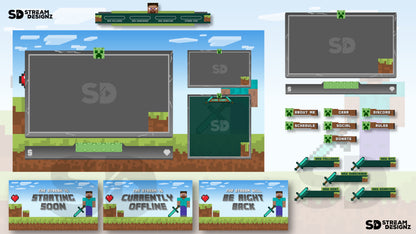 static stream overlay package steve minecraft feature image stream designz