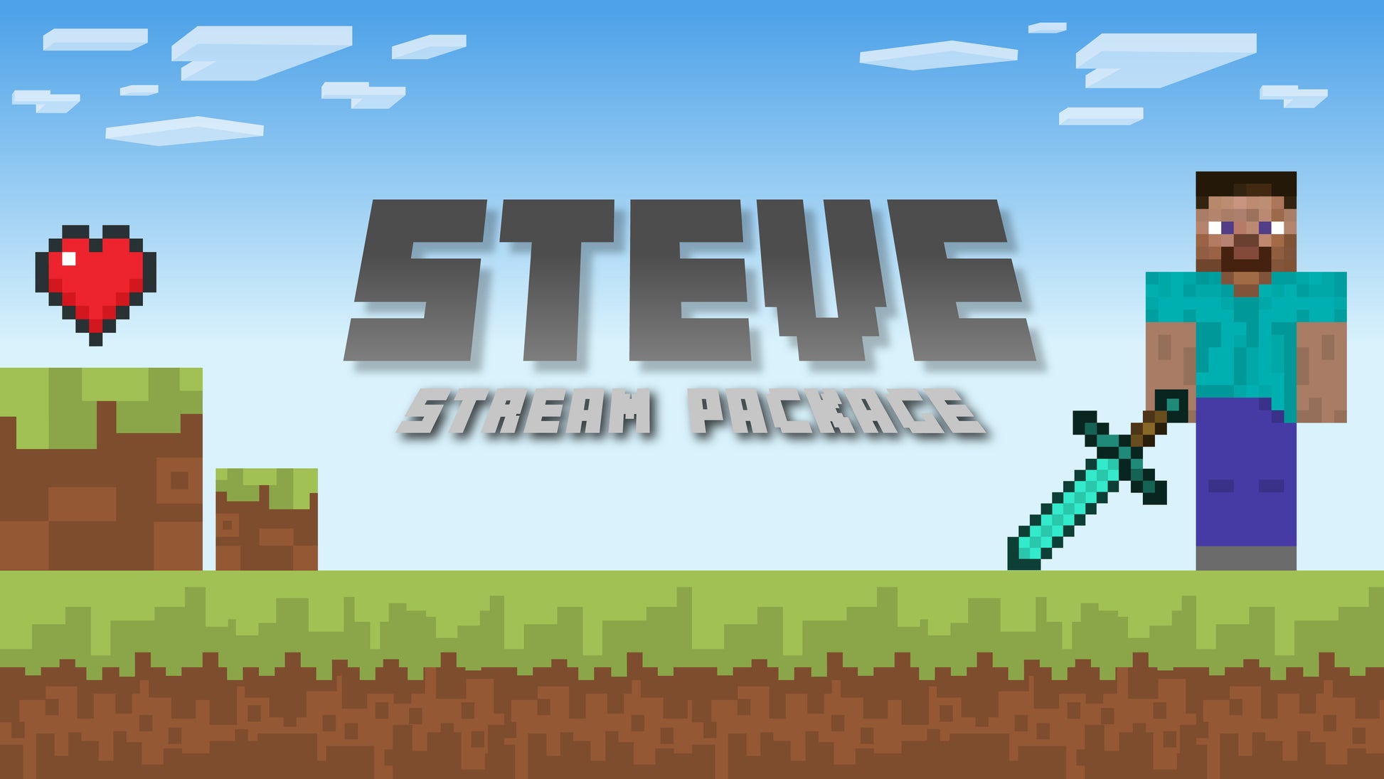 Static stream overlay package steve thumbnail minecraft stream designz