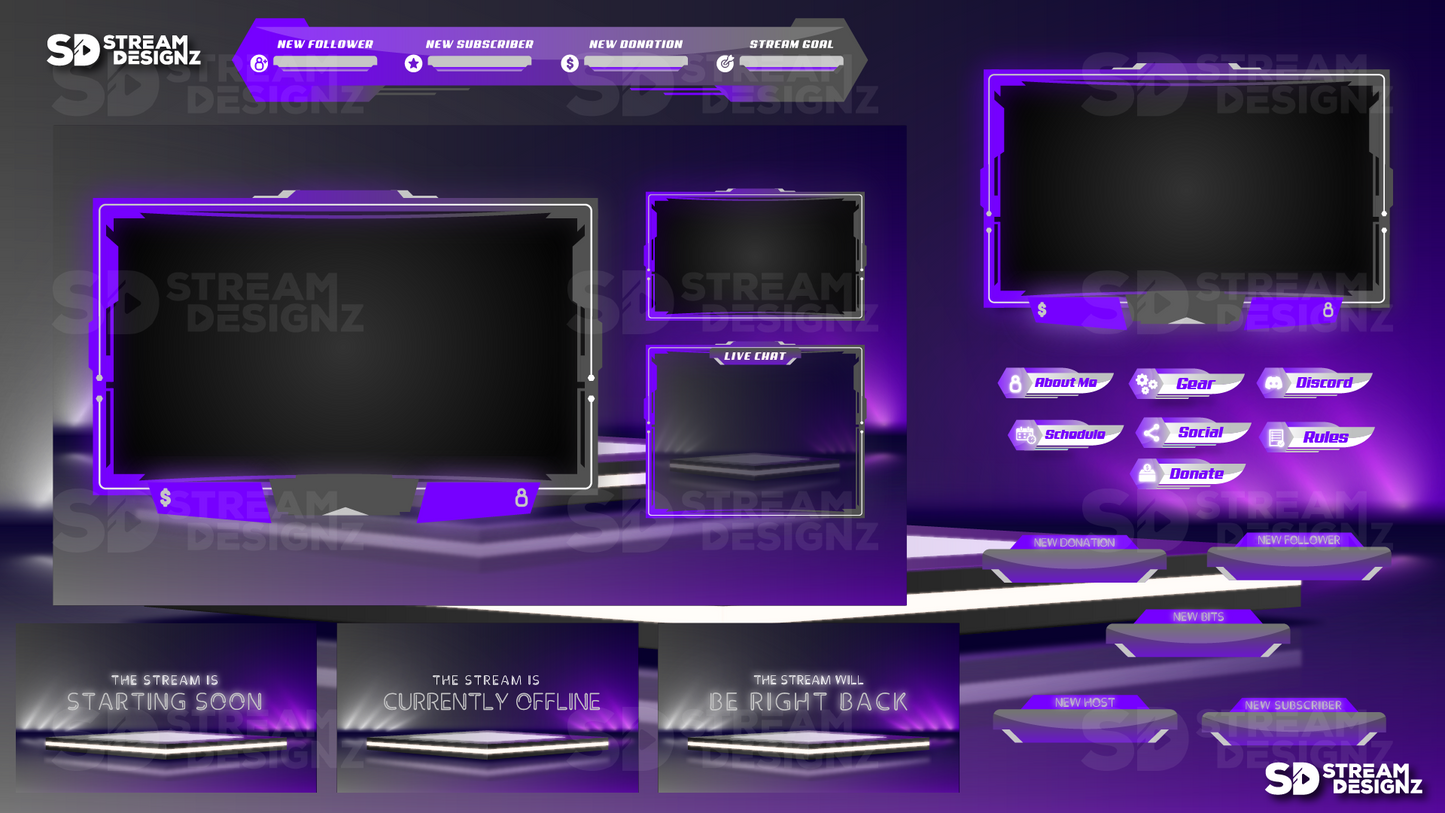 Static stream overlay package ultraviolet feature image stream designz