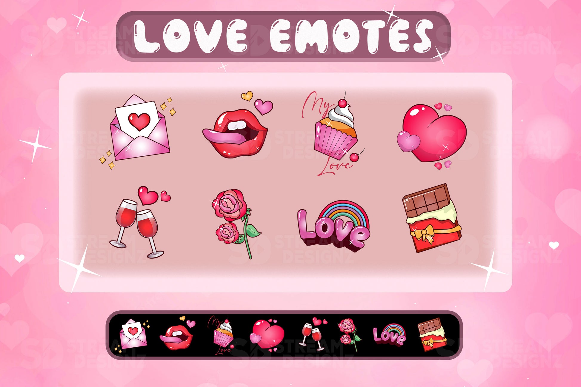 Twitch emotes day of love static preview image stream designz